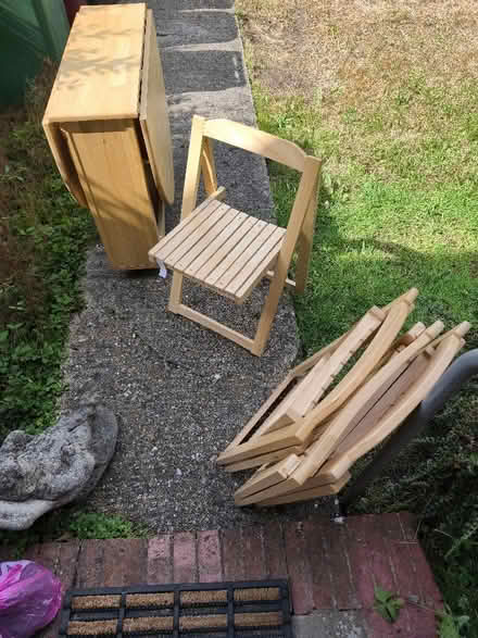 Photo of free John Lewis rubberwood folding table with chairs (Church RG2) #1