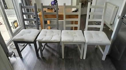 Photo of free 4 wooden chairs and cushions (Barden Park, Tonbridge) #2