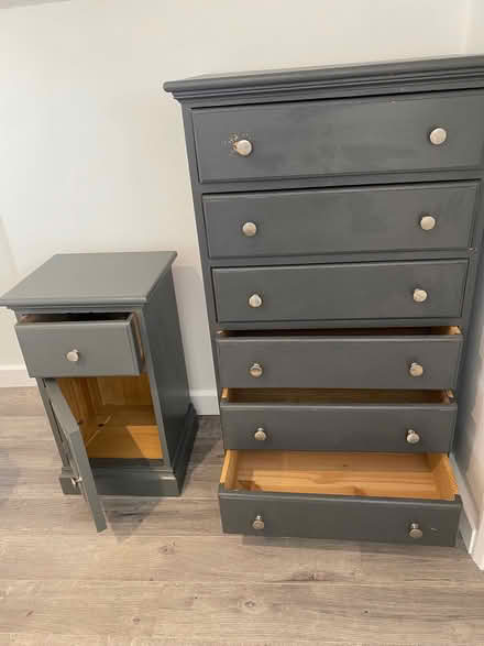 Photo of free Painted solid pine bedside locker and 6-drawer tall chest. (Horsham RH12) #2
