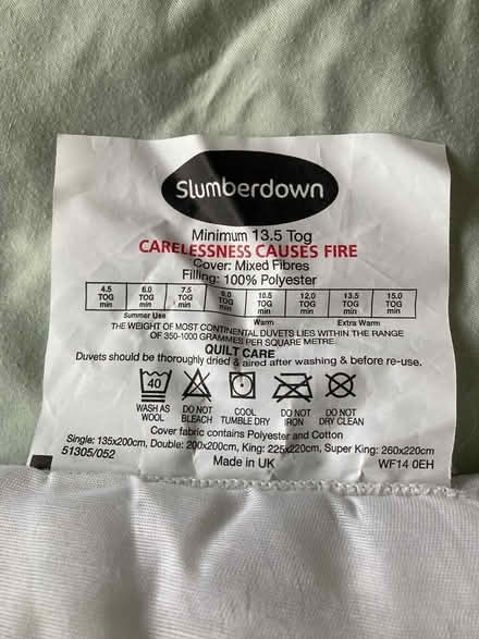 Photo of free Single duvet 13 tog (Loughton IG10) #1