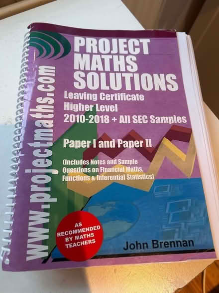 Photo of free Maths L Cert Past Papers and Book (Killiney) #3