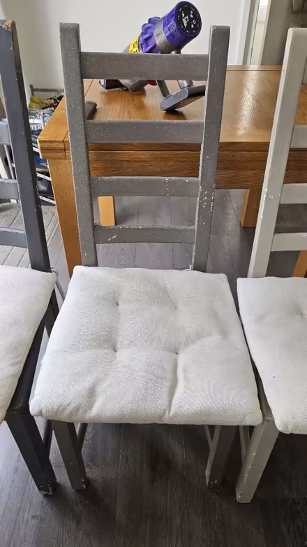 Photo of free 4 wooden chairs and cushions (Barden Park, Tonbridge) #1