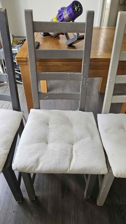 Photo of free 4 wooden chairs and cushions (Barden Park, Tonbridge) #1