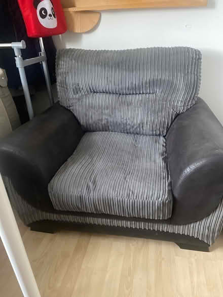 Photo of free Large cord and leather arm chair (Hucclecote) #1