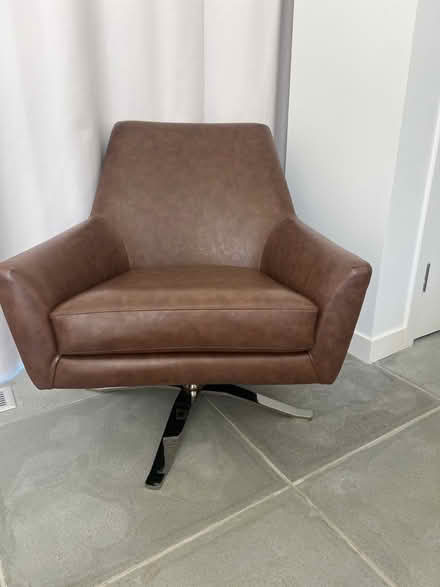 Photo of free West elm swivel chair fake leather (East hampton near Maidstone) #1