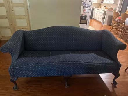 Photo of free clawfoot full length blue sofa (Southwest Ft Worth) #1