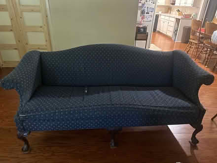Photo of free clawfoot full length blue sofa (Southwest Ft Worth) #1