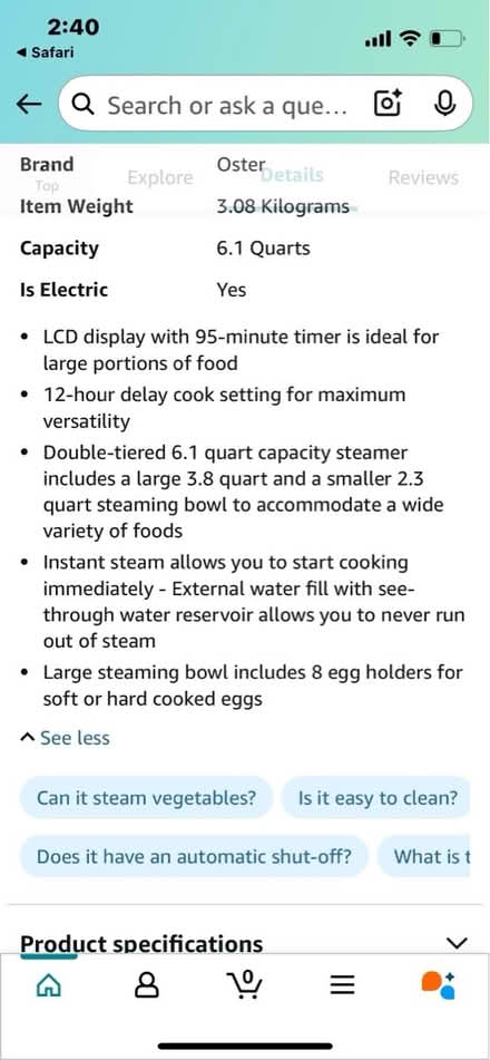 Photo of free Brand new Oster Steamer (West Berkeley) #4