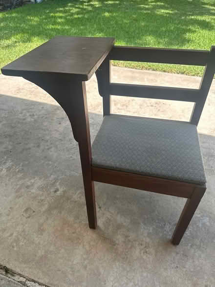 Photo of free Wooden chair w/attached table (Southwest Ft Worth) #1