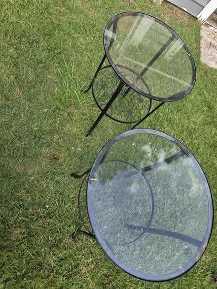 Photo of free 2 small glass metal tables (Lanham) #2