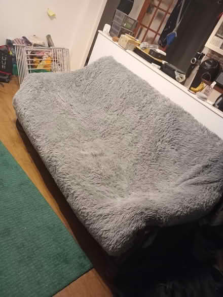 Photo of free Leather sofa with wooden base (Chorlton Manchester) #2