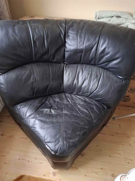 Photo of free Black leather corner chair (Portlaoise) #1