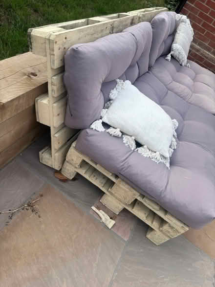 Photo of free Pallet Sofa and Cushions (Swillington, LS26) #2