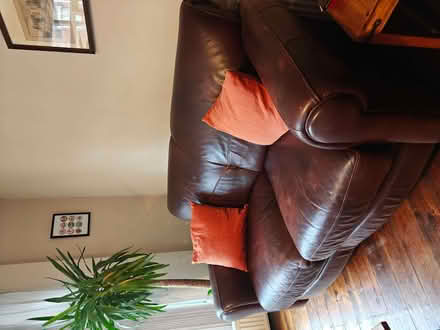 Photo of free Brown Leather Sofa and Chair (Upper Holloway N7) #2