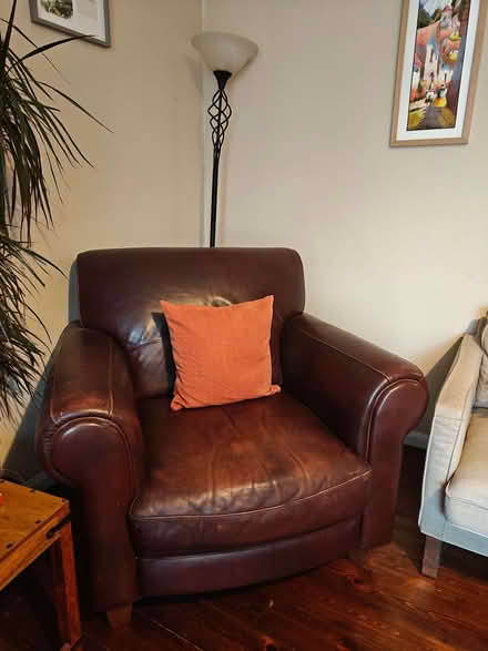 Photo of free Brown Leather Sofa and Chair (Upper Holloway N7) #1