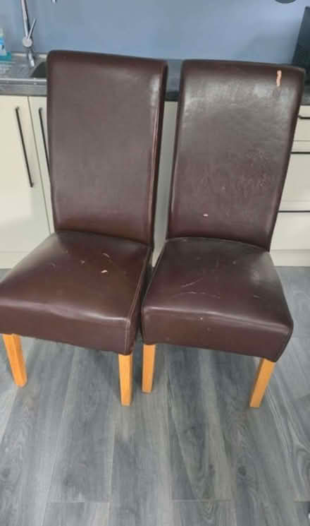 Photo of free Brown Leather Dining Chairs (Barkingside IG5) #1