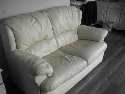 Photo of free 2 Seater Cream Leather Sofa (CT12) #1