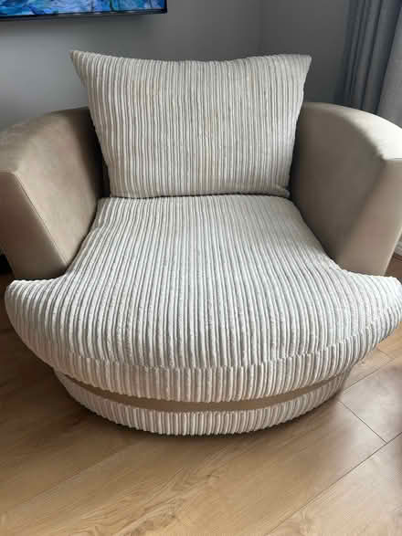 Photo of free Circular chair with matching pouffe stool. (New Greens AL3) #1