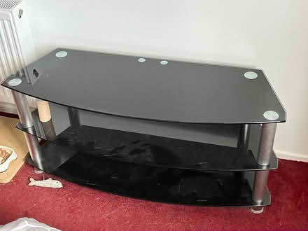 Photo of free 3x Black Glass TV Tables (Mayfield) #2