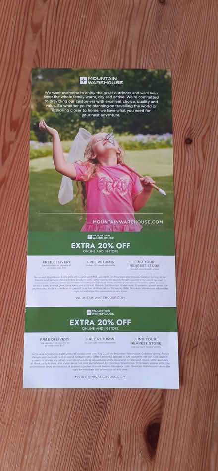 Photo of free Mountain Warehouse voucher (Hellesdon NR6) #2