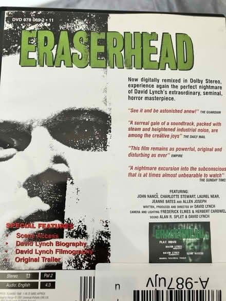 Photo of free Eraserhead DVD (TR7) #2