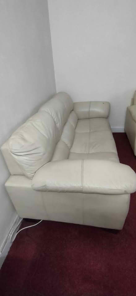 Photo of free 3x three seater beige leather sofas (East Ham, E6) #2