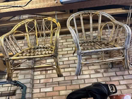 Photo of free Four wicker chairs with cushions (Knotty Green HP9) #1