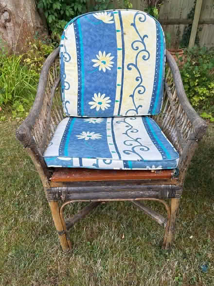 Photo of free Four wicker chairs with cushions (Knotty Green HP9) #4