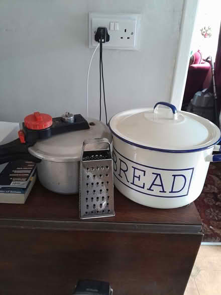 Photo of free pressure cooker/bread bin (Moss Bank WA11) #1