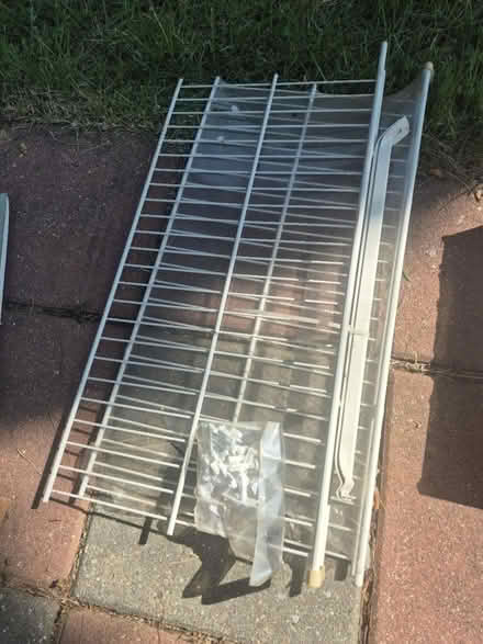 Photo of free White metal shelves (Abington) #1