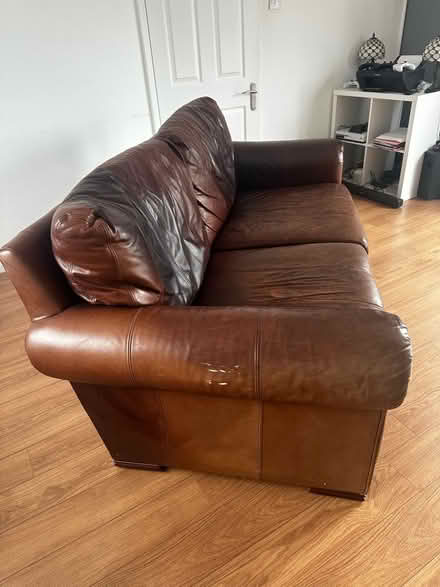 Photo of free Brown leather sofa (Abbots Langley WD5) #3