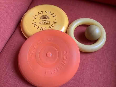 Photo of free Two Frisbees + hoop and rubber ball (Grange Estate, Letchworth SG6) #1