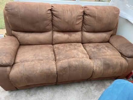 Photo of free Recliner 3 seater sofa and cover (Ulverley Green B92) #1