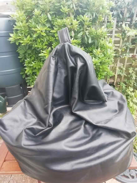 Photo of free Black leather bean bag (Newton St Cyres) #1
