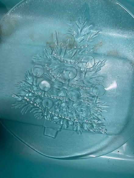 Photo of free Clear, glass Christmas tree platter (Foothill Boulevard Cupertino) #1