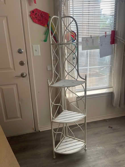 Photo of free White metal corner shelf (East Dallas) #1