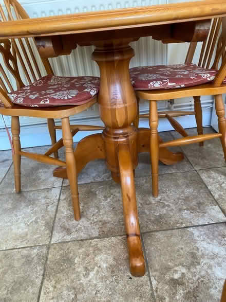 Photo of free Circular pedestal table & 4 chairs (Stockland Green B23) #4