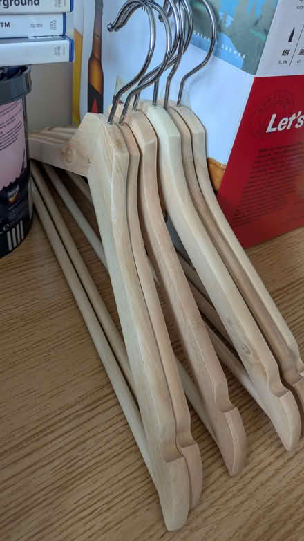 Photo of free Six IKEA wooden hangers (Loughton IG10) #1
