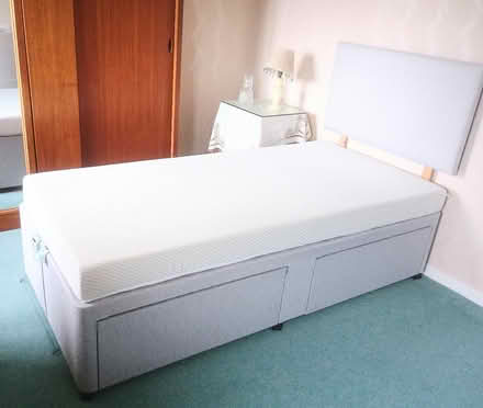 Photo of free Single divan bed with drawers & mattress; 2 years old, fire (Shoreham-by-Sea BN43) #1