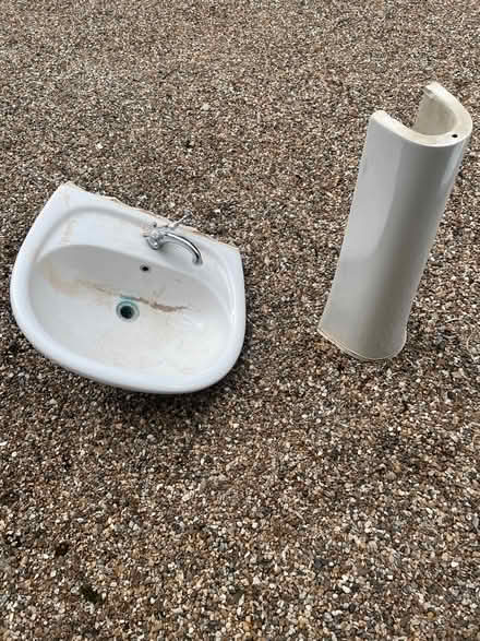 Photo of free Wash hand basin + tap + pedestal (Purley CR8) #1