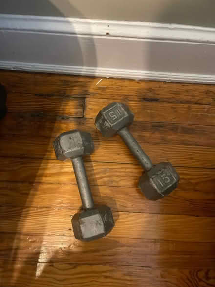 Photo of free Set of 15lb dumbbells (Dupont/Logan) #1