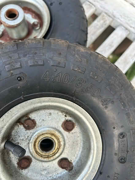 Photo of free Two 10" PNEUMATIC SACK TRUCK TROLLEY WHEEL BARROW TYRES (West Kirby CH48) #2