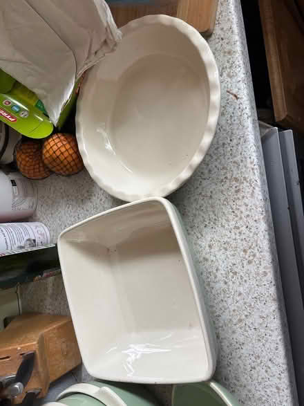 Photo of free Green and cream ceramic bakeware (Limehouse E1) #3