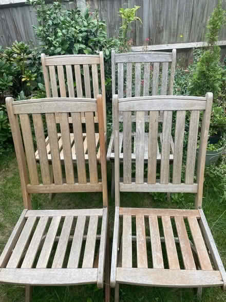 Photo of free Wooden garden table & 4 chairs ( all foldable) (Norbiton KT2) #1