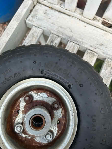 Photo of free Two 10" PNEUMATIC SACK TRUCK TROLLEY WHEEL BARROW TYRES (West Kirby CH48) #3