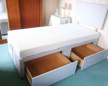 Photo of free Single divan bed with drawers & mattress; 2 years old, fire (Shoreham-by-Sea BN43) #2