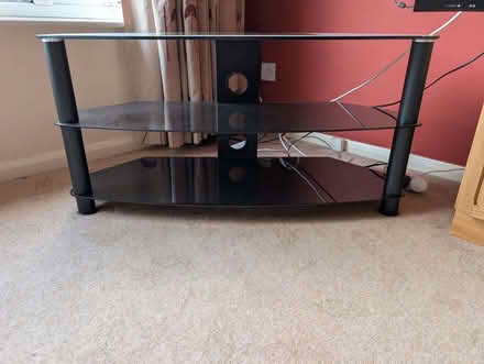 Photo of free Black glass TV stand (Rothwell LS26) #1
