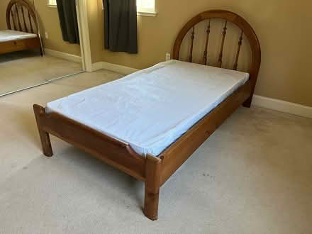 Photo of free Twin Solid Wood Bed + Box Spring (Lindenwood) #1