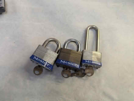 Photo of free Three master padlocks with jeys (Burlingame Easton Addition) #2
