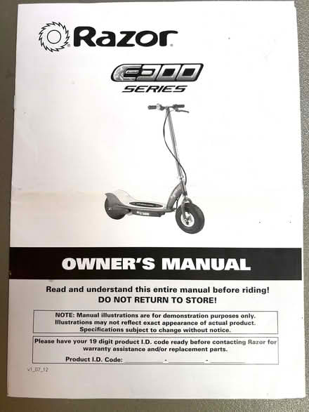 Photo of free Razor 300 scooter manual (Saratoga - Hwy 9) #1